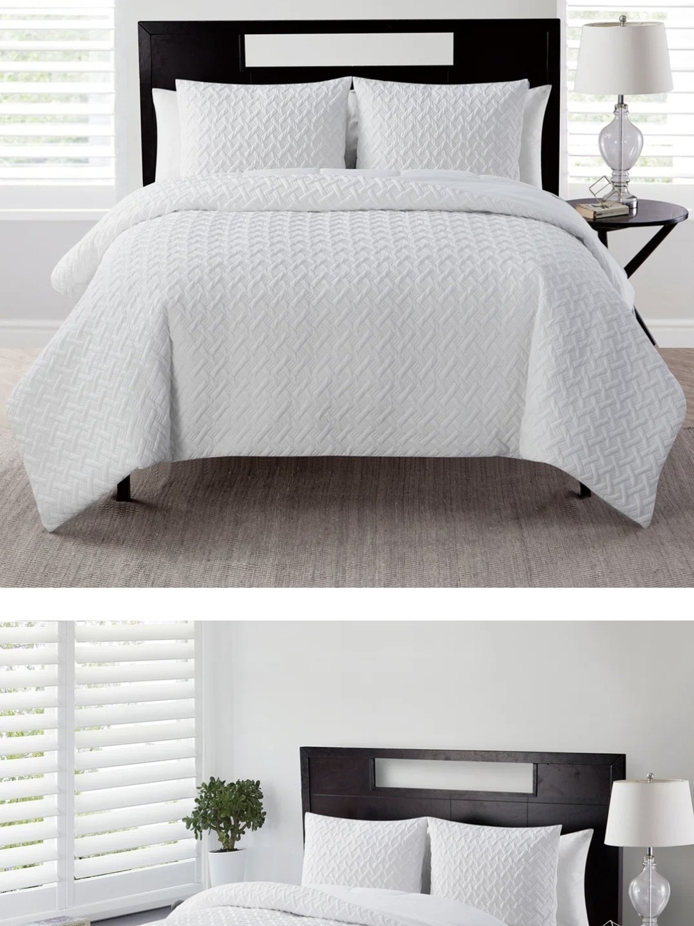Classic White Quilted Comforter Set - Textured All-Season King Bedding